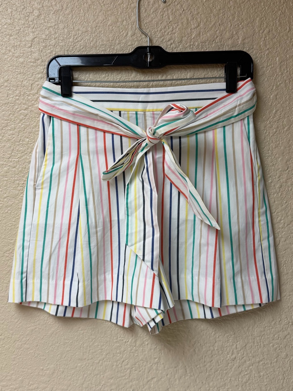 4/$20 J. Crew Multicolor Vertical-Striped High-Waist Tie-Front Shorts